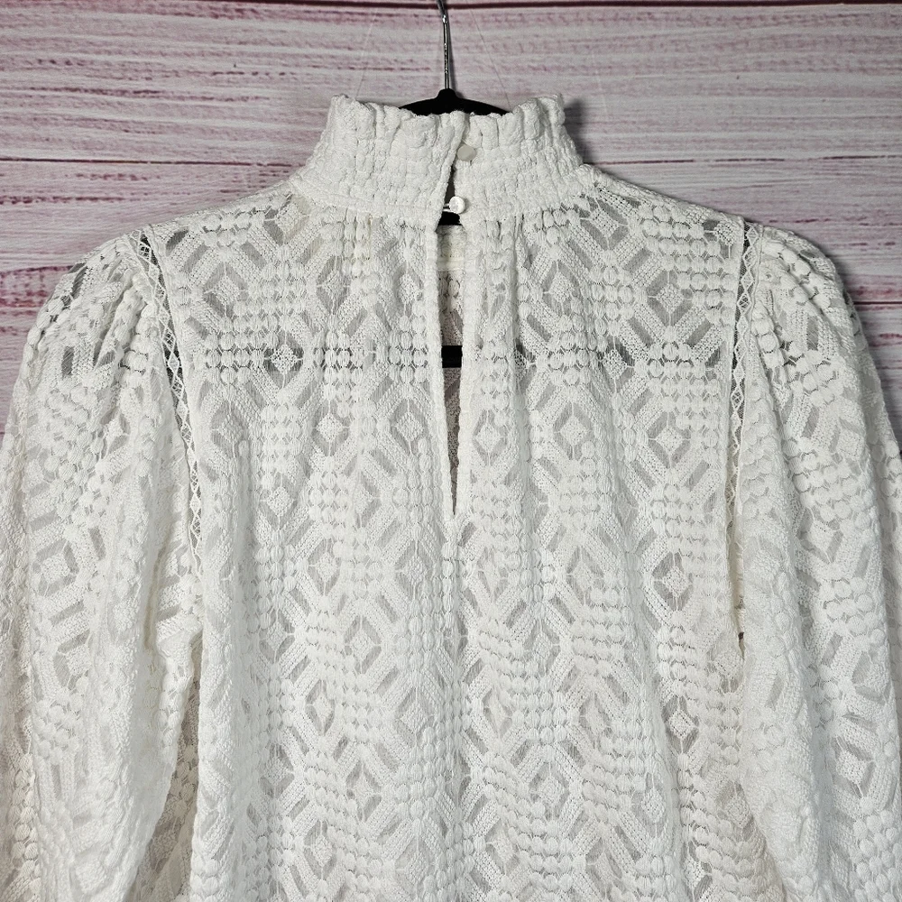 Sezane Shona White Lace Long Sleeve Blouse - Picture 12 of 15